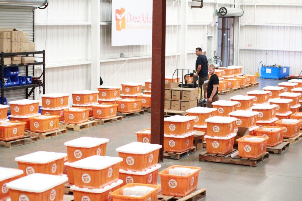 Hurricane Preparedness Packs are assembled in Direct Relief's warehouse each year in advance of hurricane season. Eleven of the prepositioned caches, which contain critical medicines and supplies, are currently with health clinics being impacted by Hurricane Harvey. (Direct Relief photo)