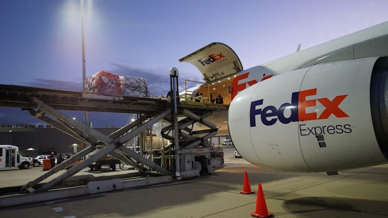 FedEx plane on the tarmac delivering Direct Relief medical aid